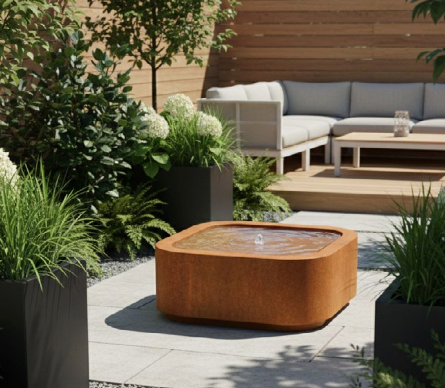 Designer Corten Square Water Table