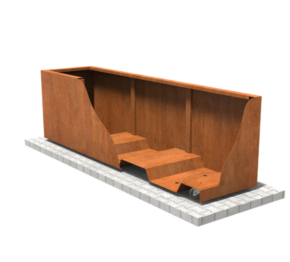 Carrez Corten Trough with wheels