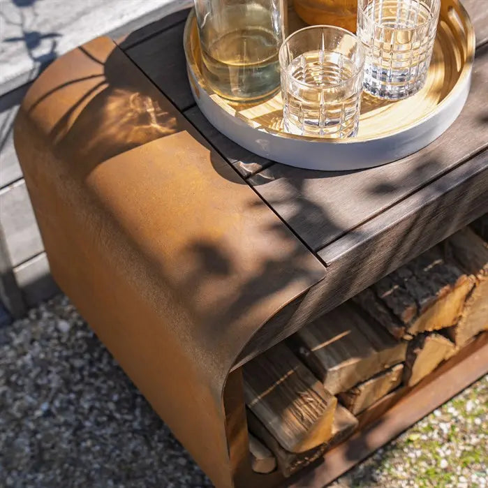 Serra Corten Log Storage Bench