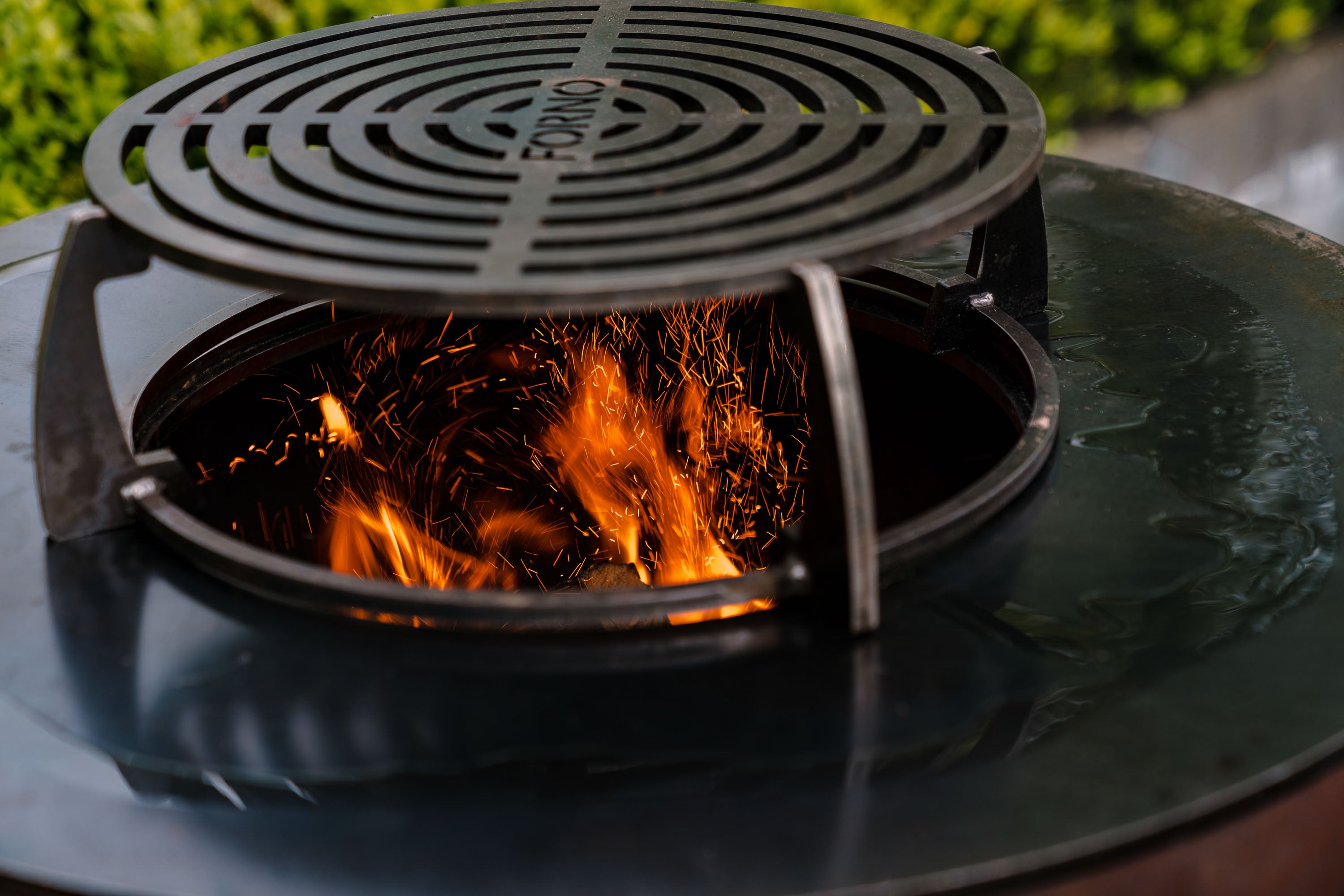 lit bbq and grill