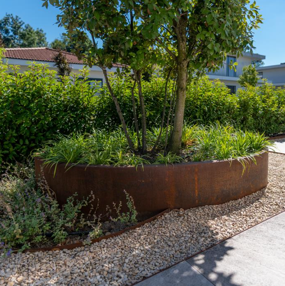 ellipse corten steel planter