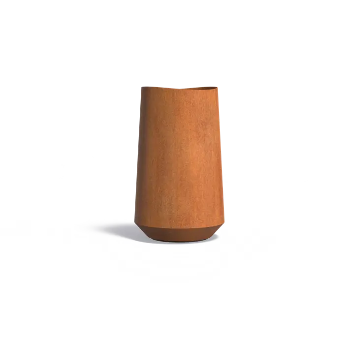 corten steel tall tapered & round plant pot