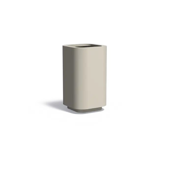 tall square planter with rounded corners in light grey
