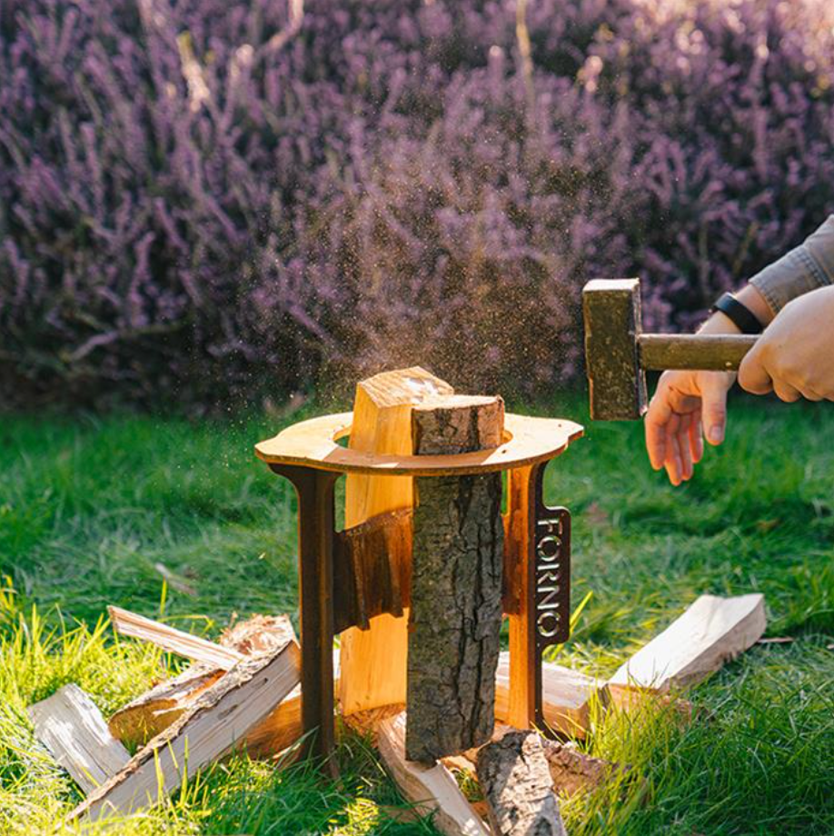 corten steel wood splitting
