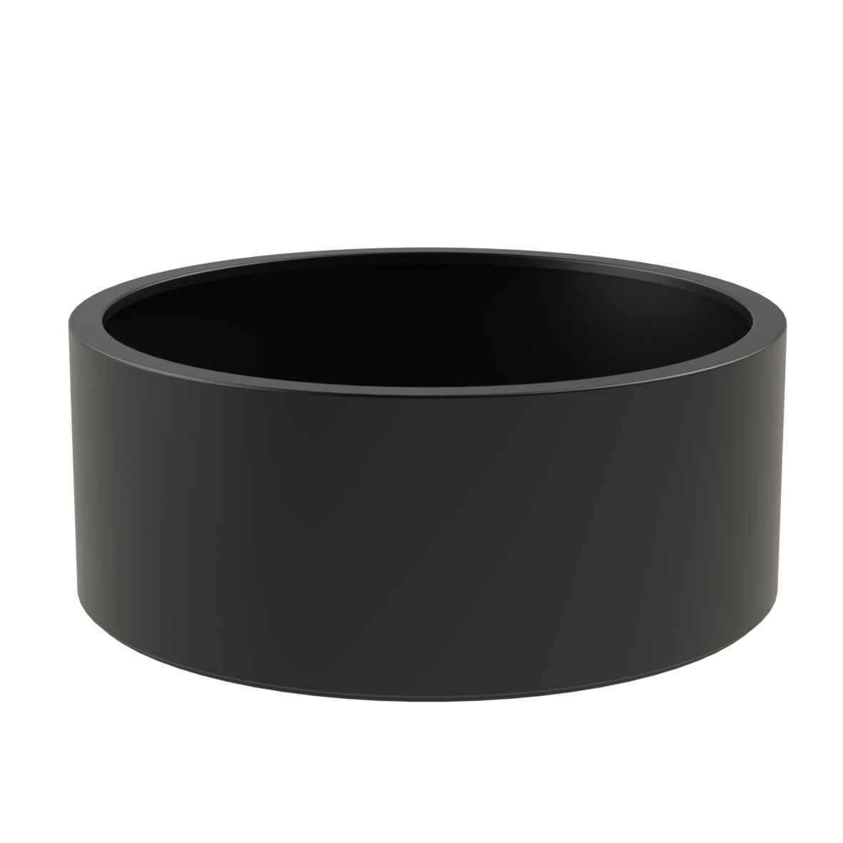 round black fibreglass garden planter in a variety of sizes