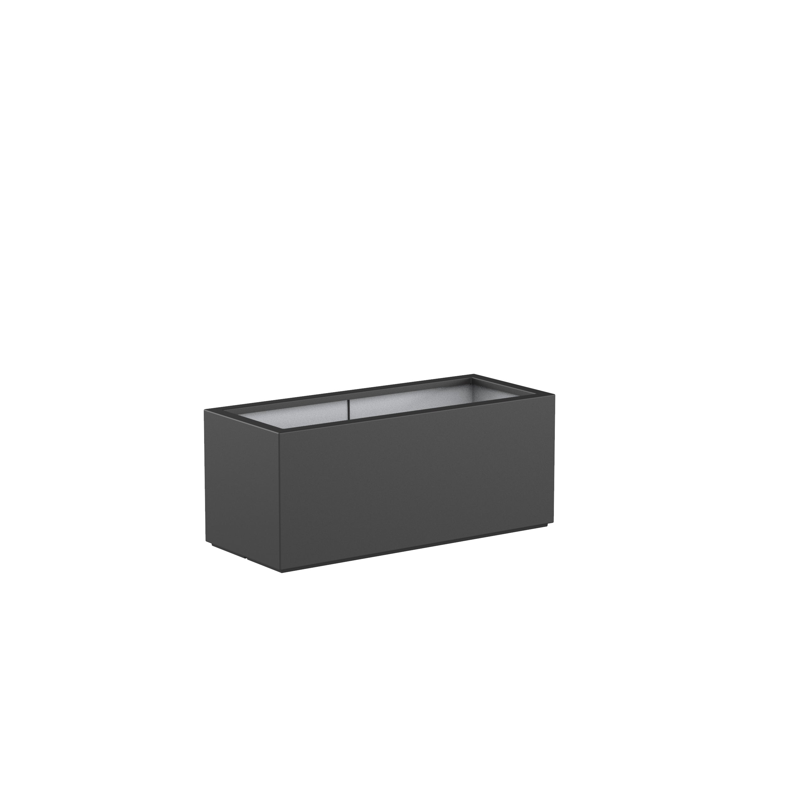 black fibreglass trough garden planter