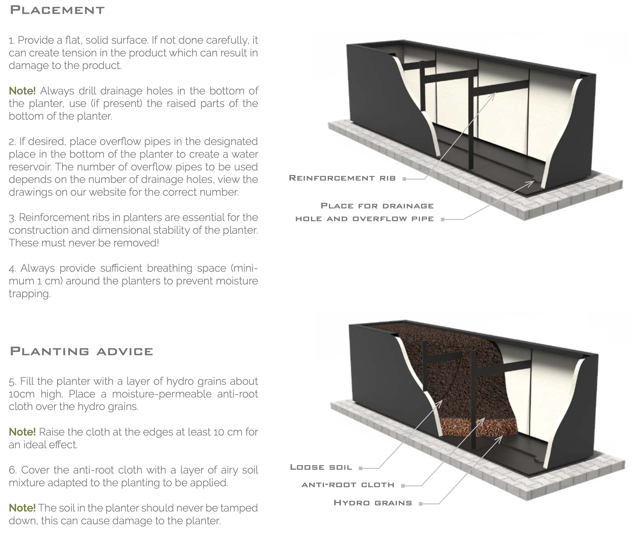 Placement & Planting advice for fibreglass garden planters