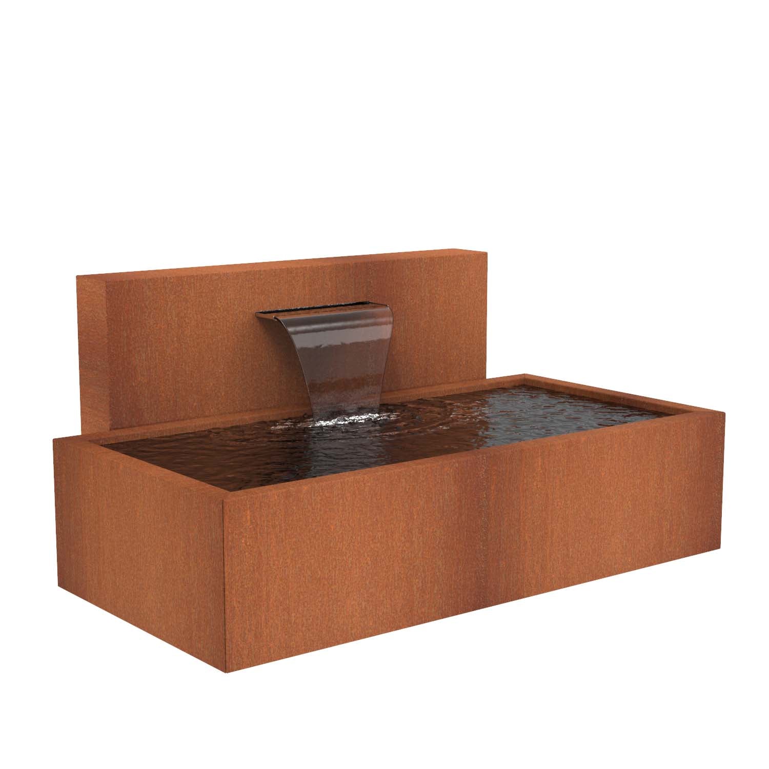 CorTen Pondwall Free-standing - 600 Water blade
