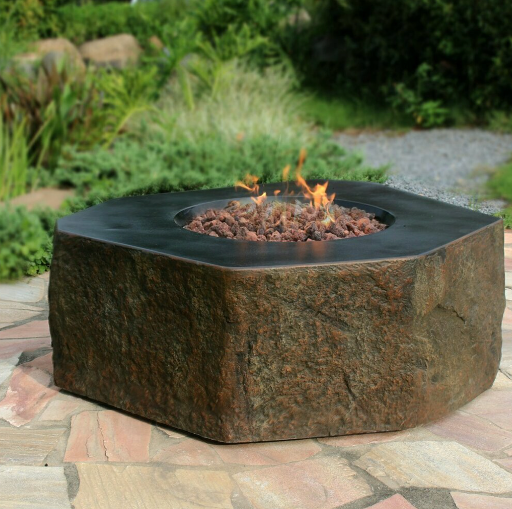 stone effect gas fire pit