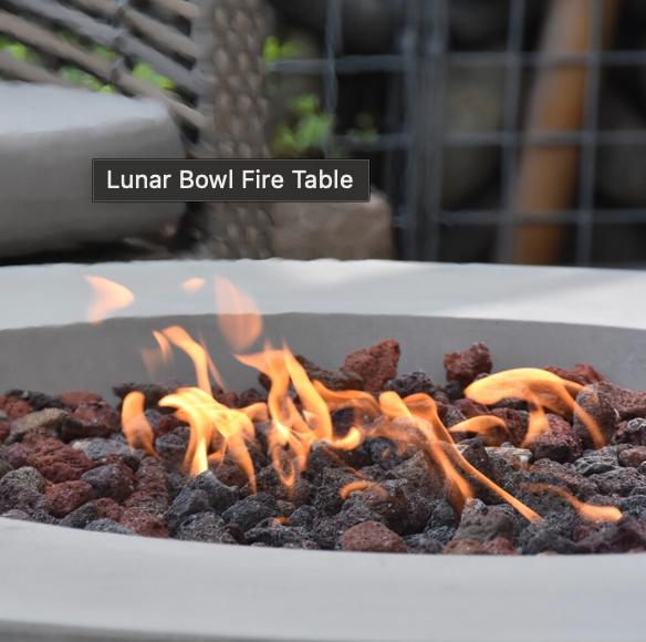 detail of lit gas fire bowl