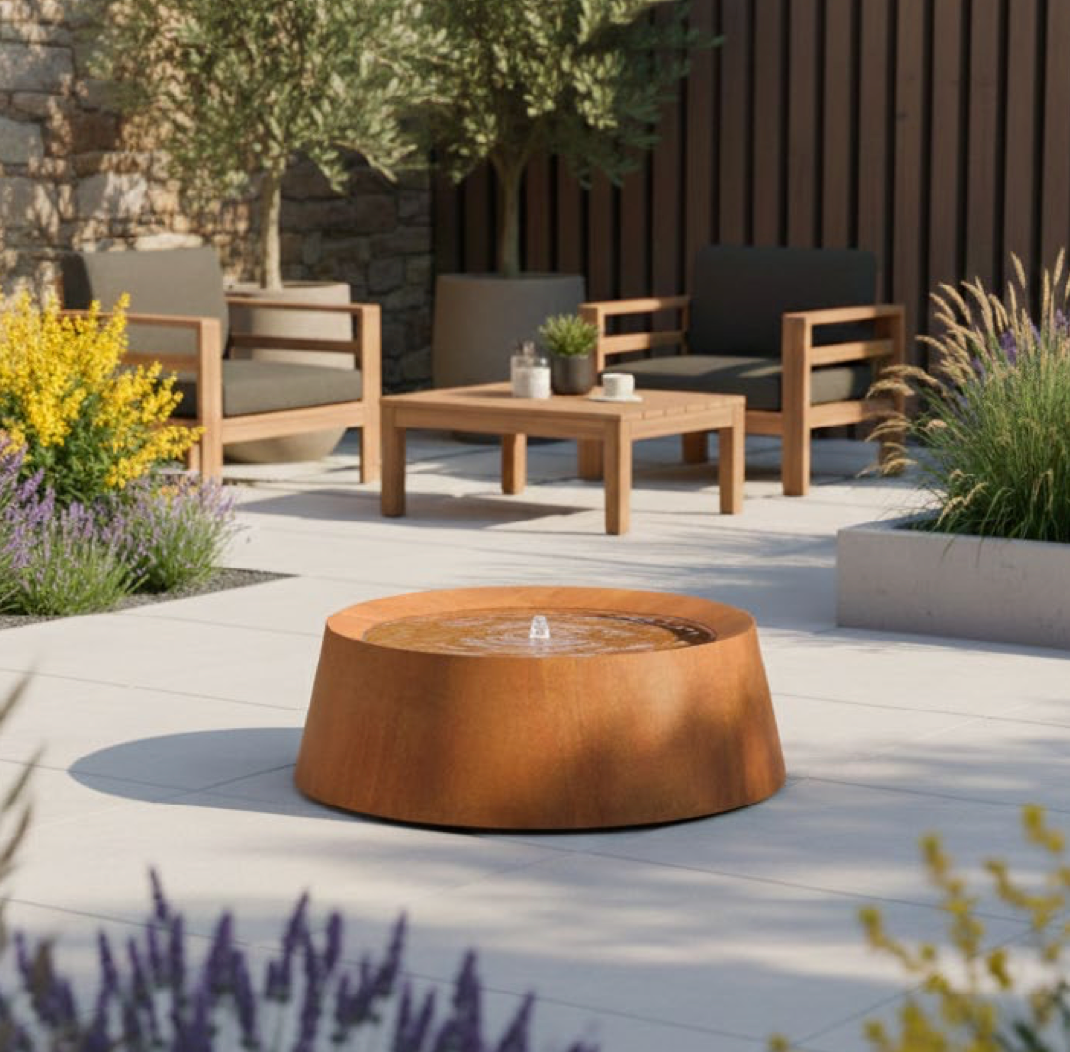 Cove Corten Round Water Table