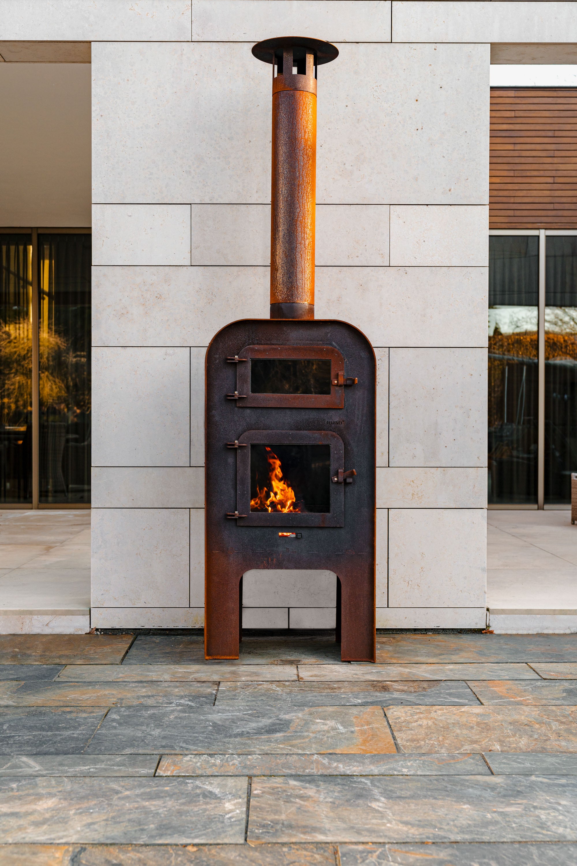 Corten Steel Outdoor Fireplace & Pizza Oven by Adezz