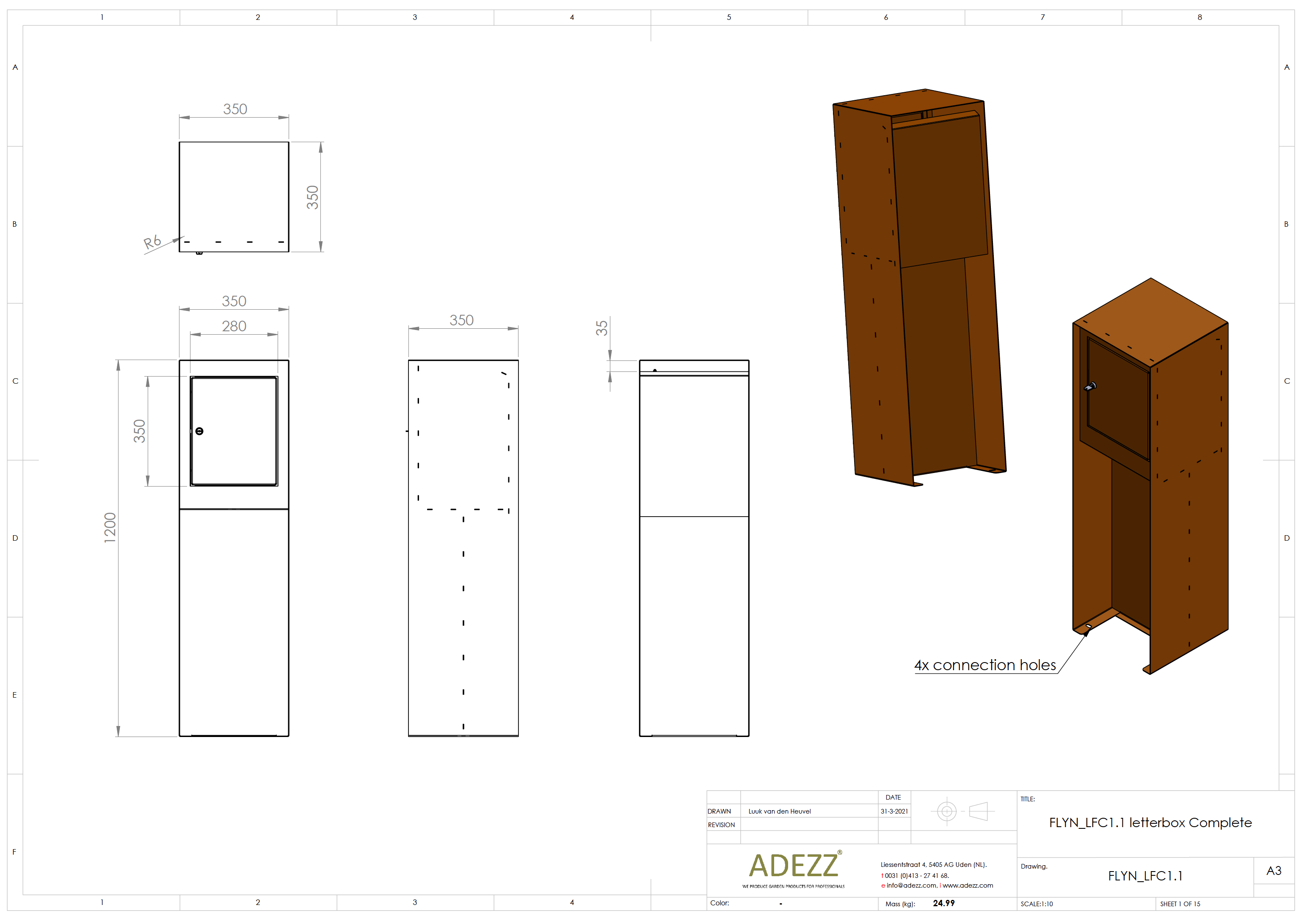 FLYN Corten Steel Letterbox