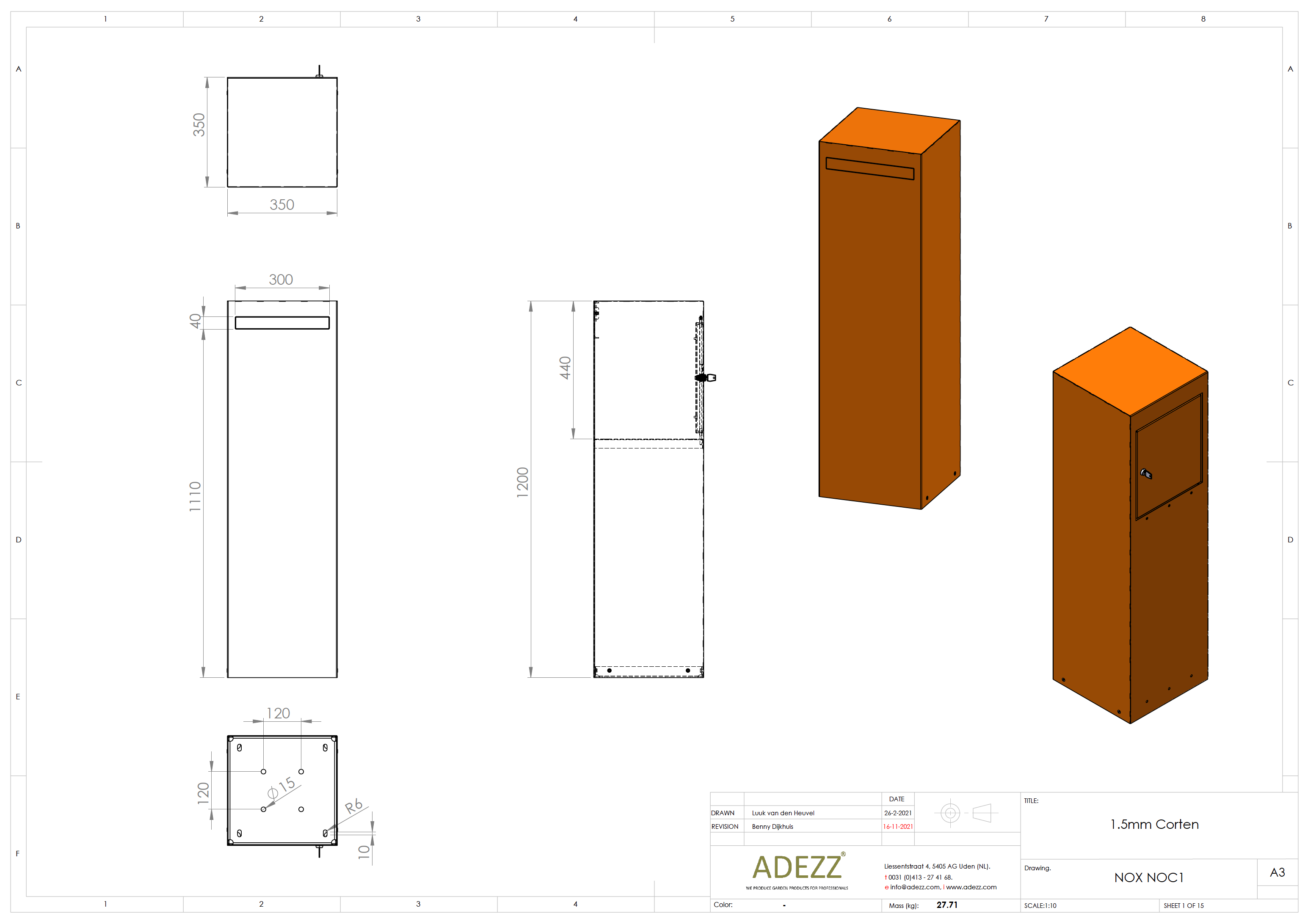 Nox Corten Steel Letterbox