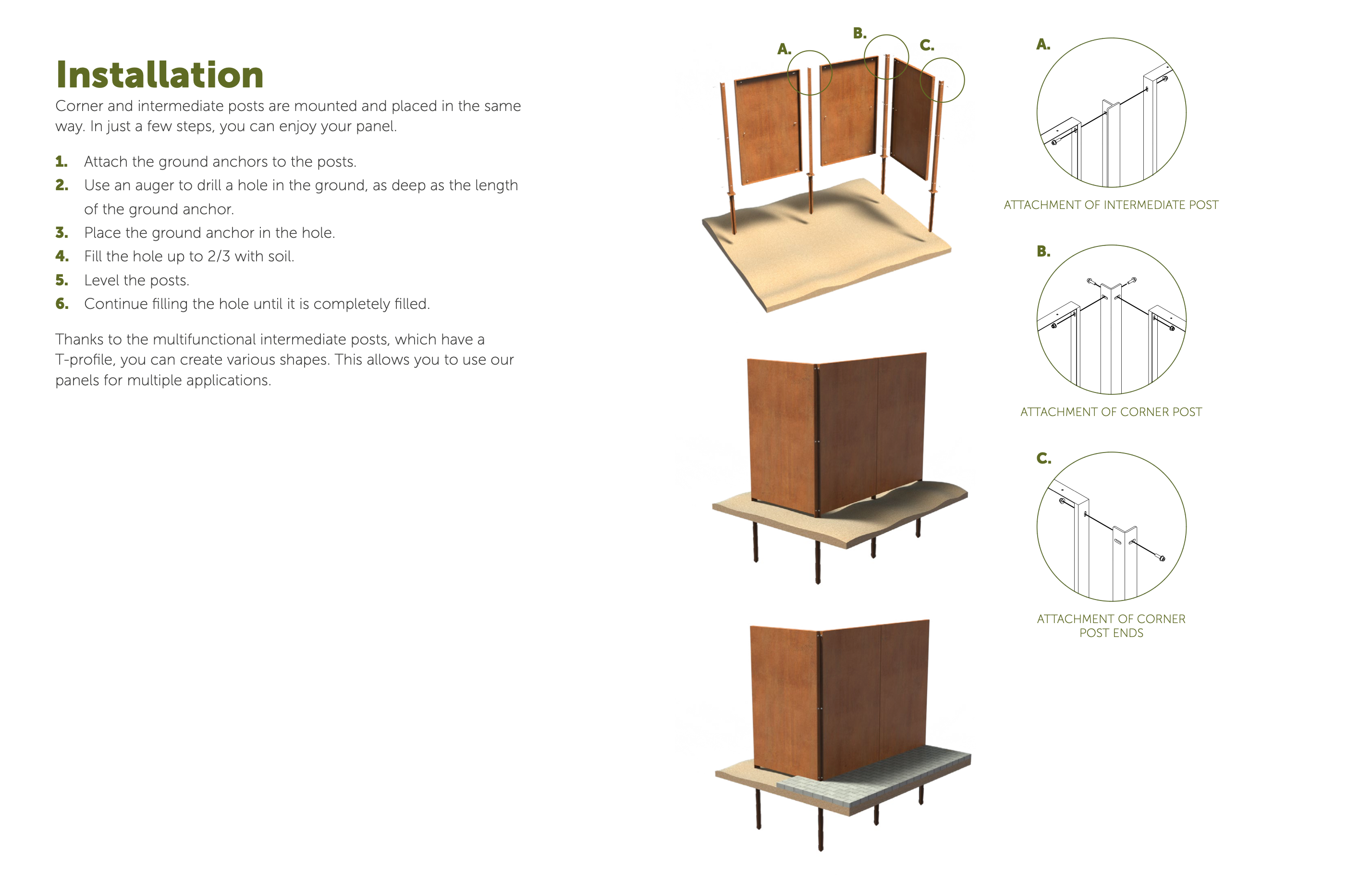 Coated Steel Screens - Panel Posts