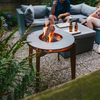 corten steel lit fire table and BBQ