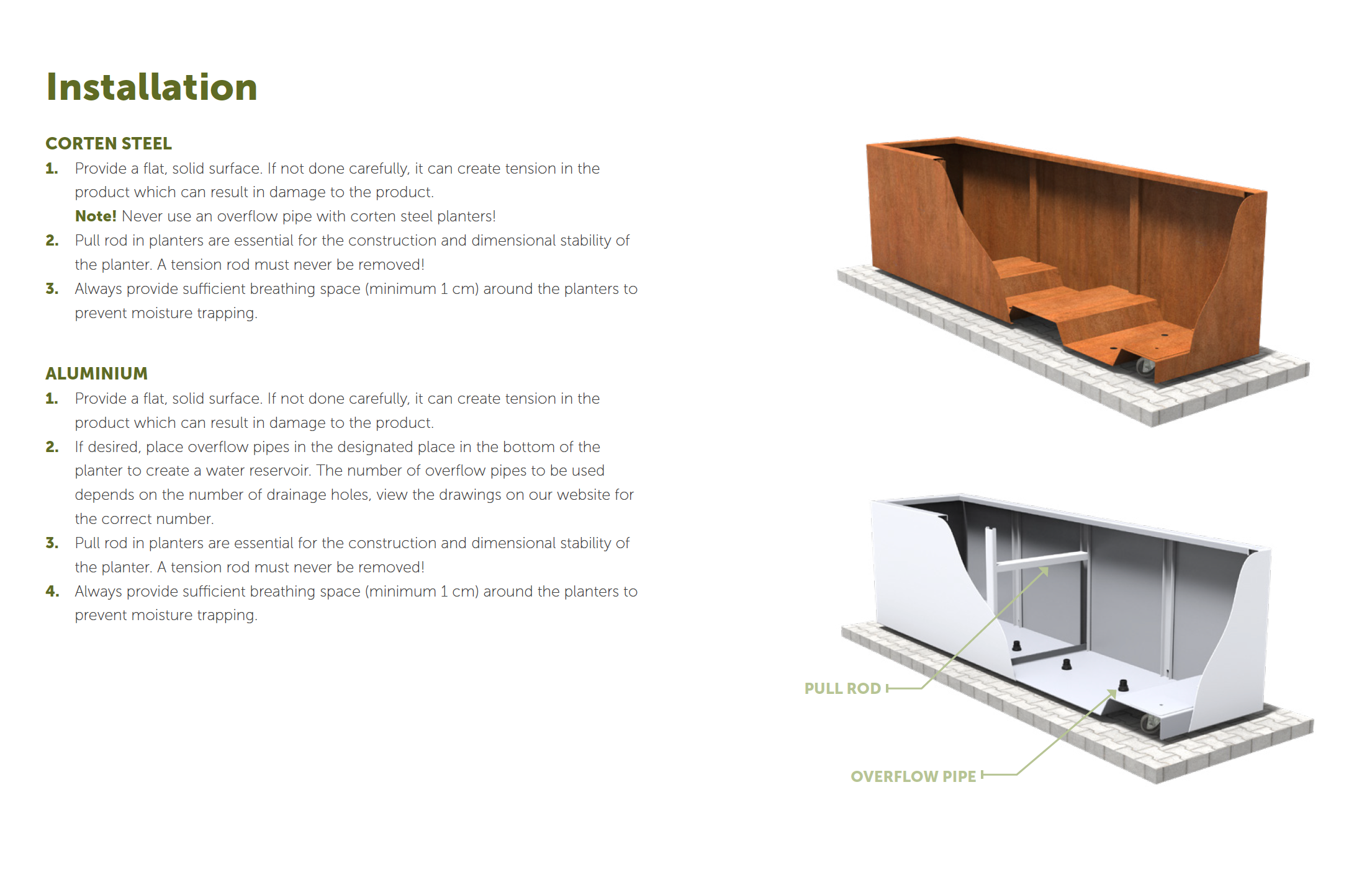 Carrez Corten Tall with wheels