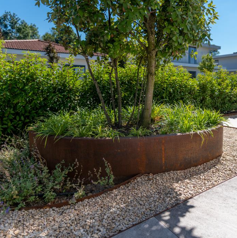 ellipse corten steel planter 