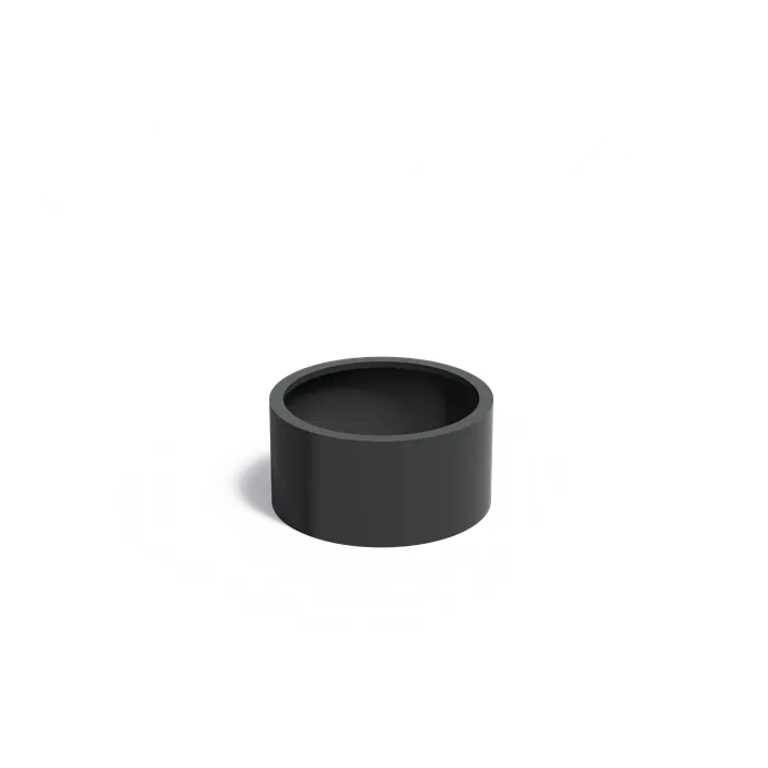 A circular black powder coated steel raised bed without bottom, displayed against a plain background.