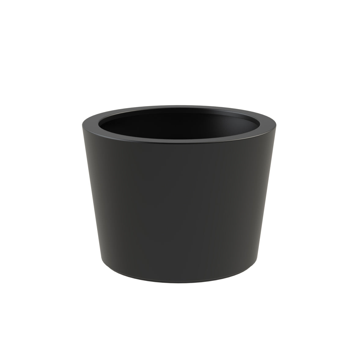 round black fibreglass outdoor garden planter