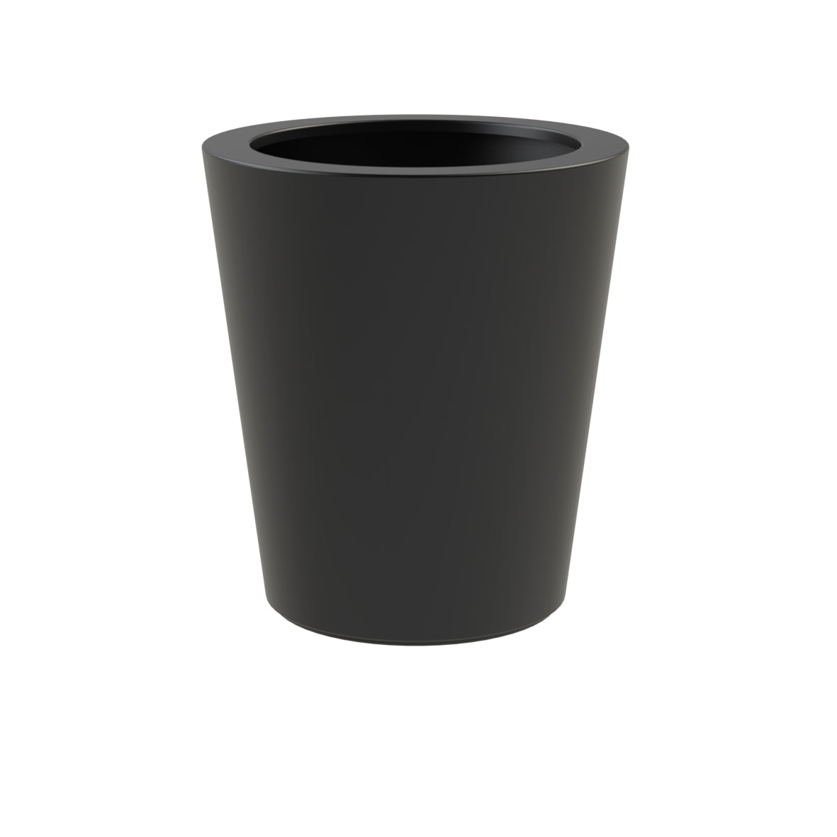 round black fibreglass outdoor garden planter