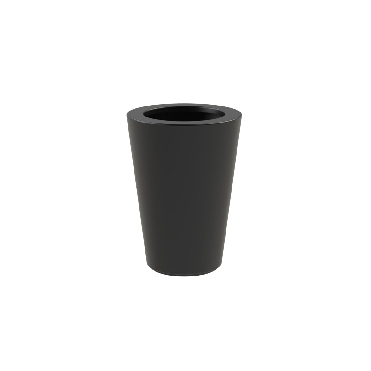 round black fibreglass outdoor garden planter