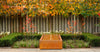 rectangular corten steel water table filled with water