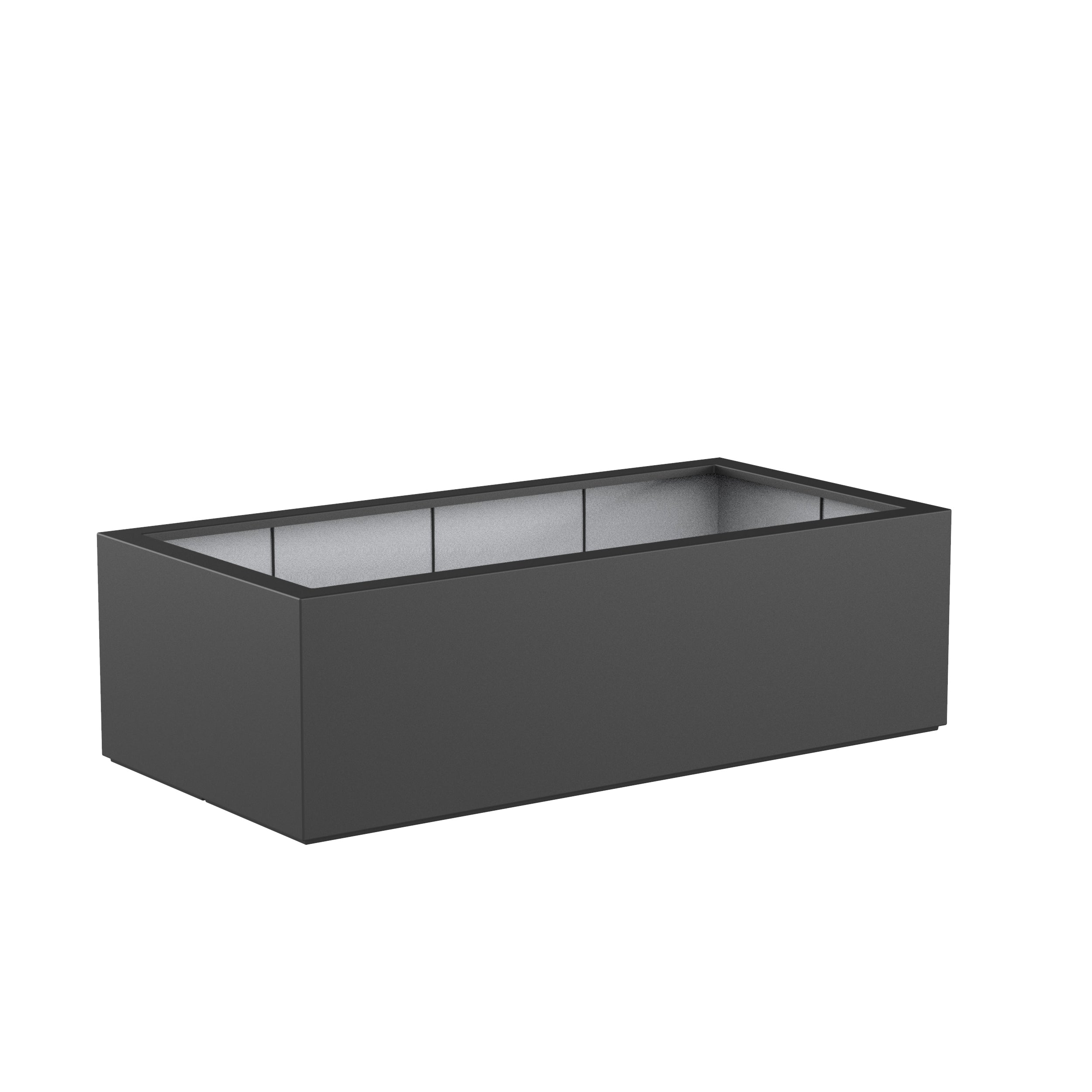 Black fibreglass trough garden planter