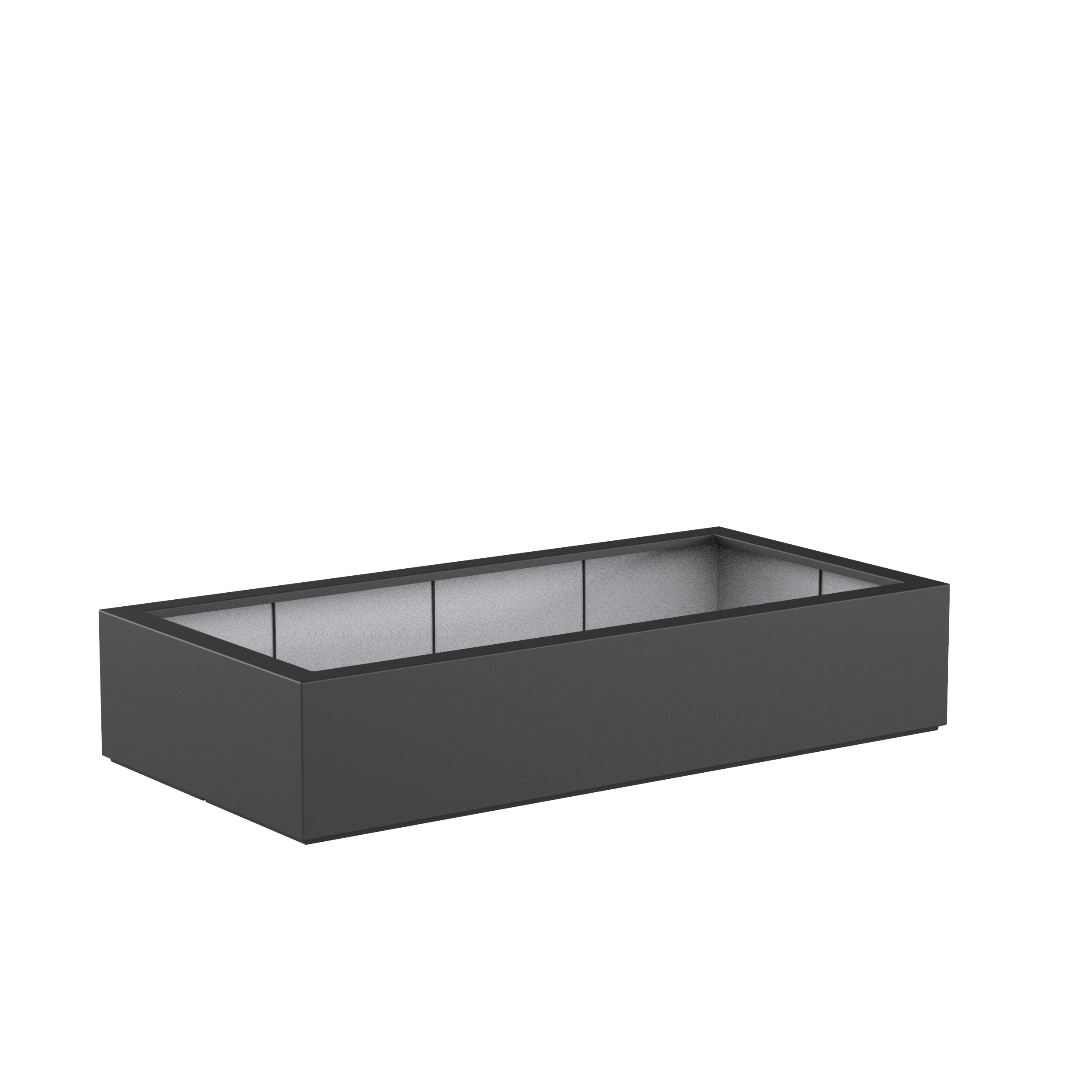 black fibreglass trough garden planter