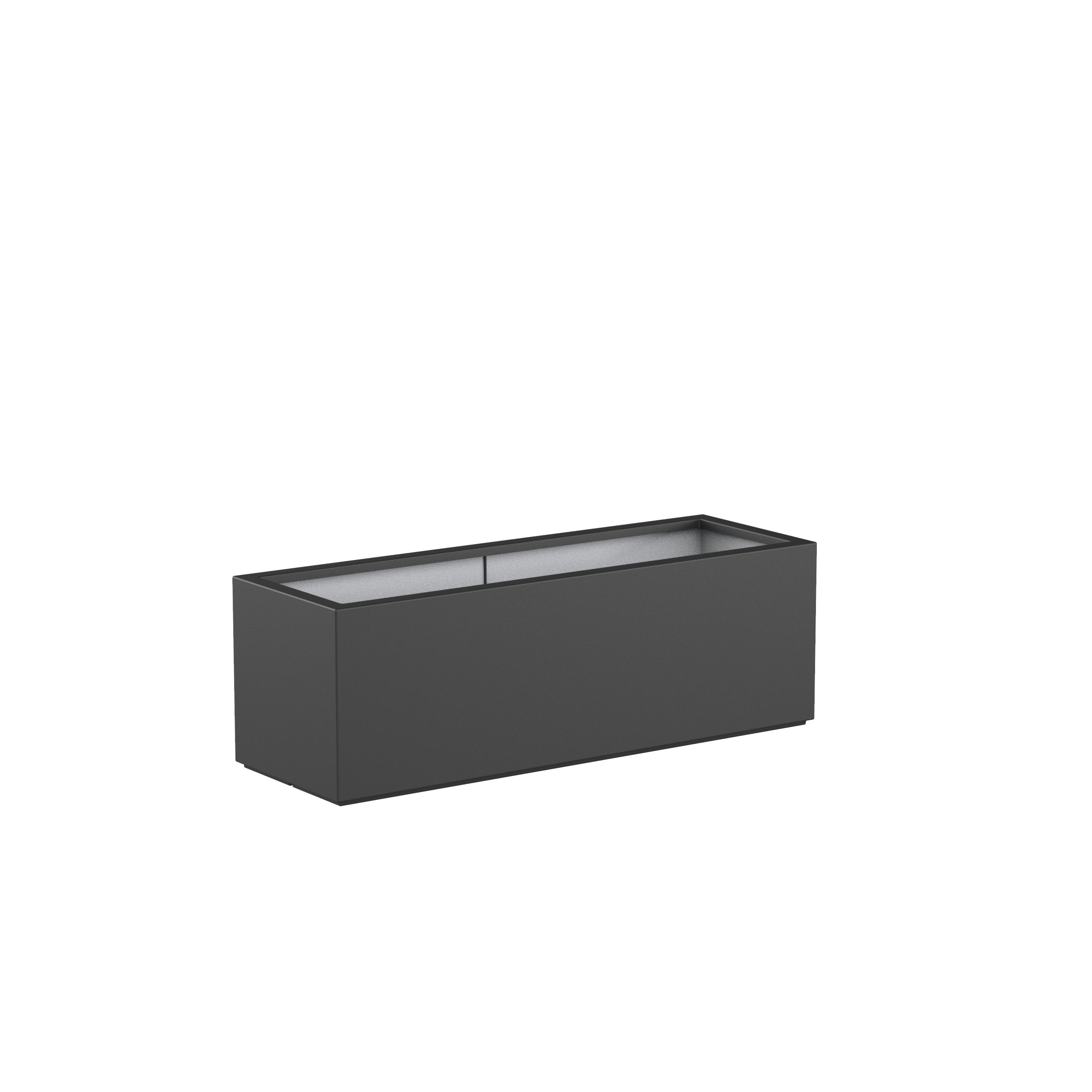 black fibreglass trough garden planter