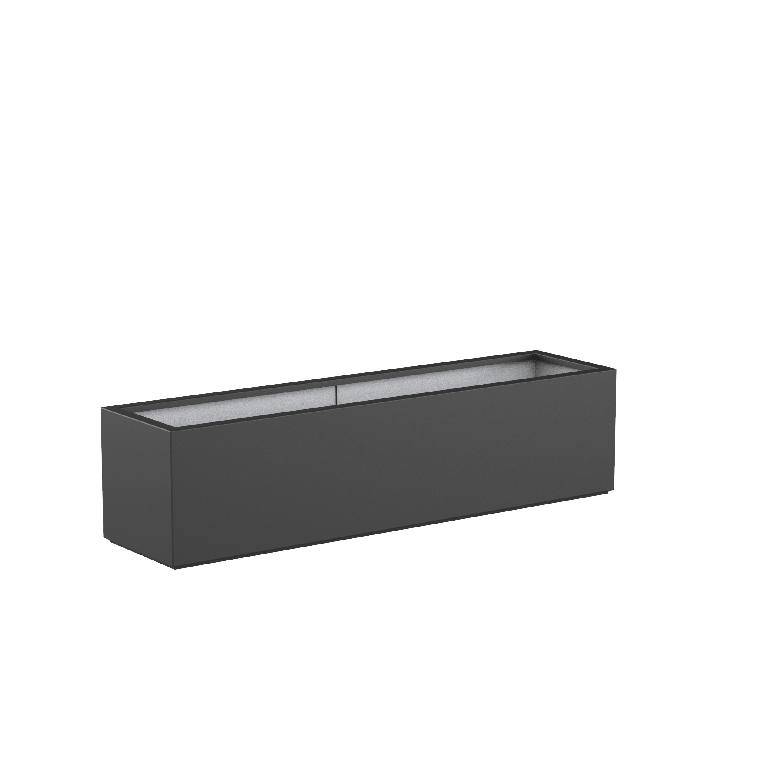 black fibreglass trough garden planter