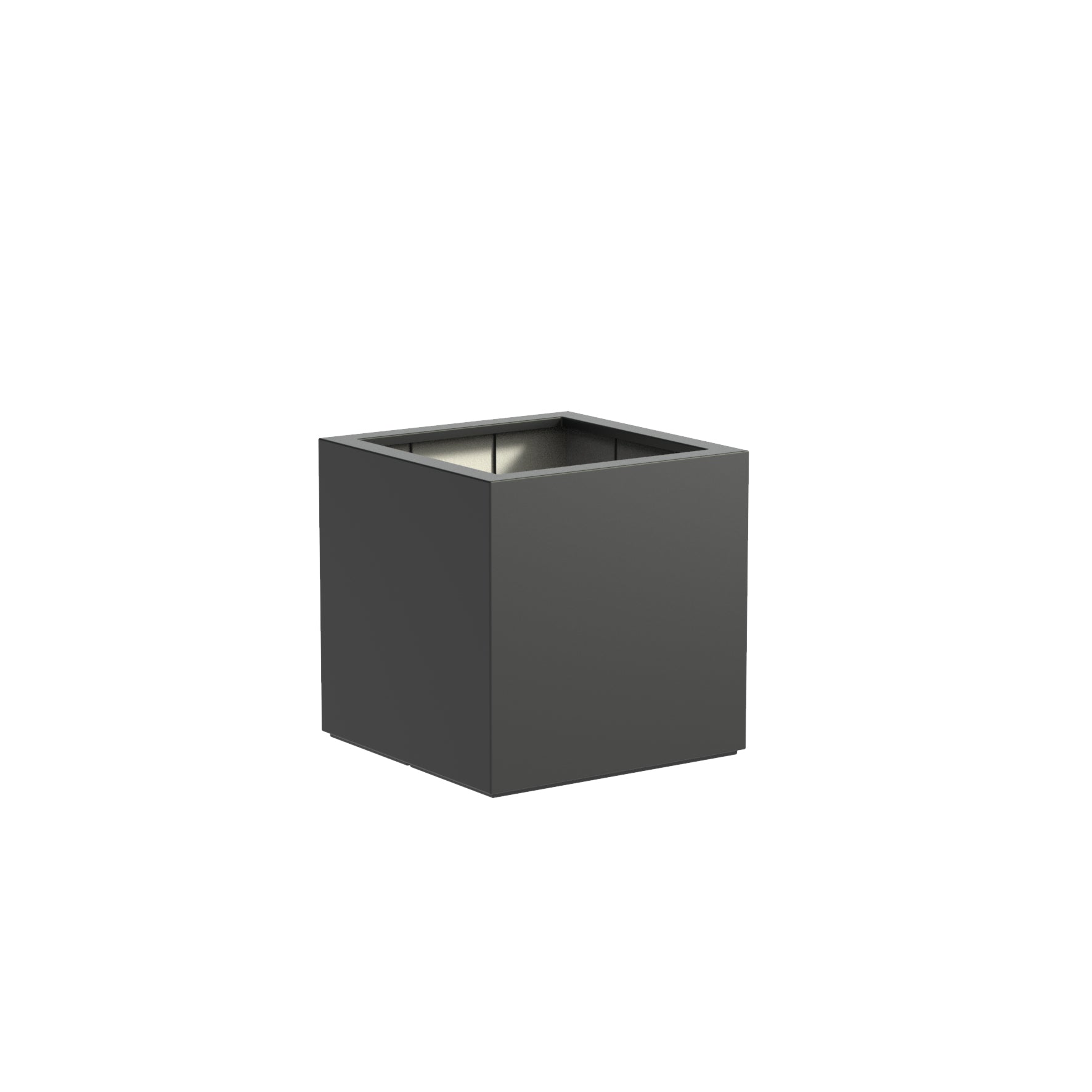 black cube fibreglass garden planter in a variety of sizes