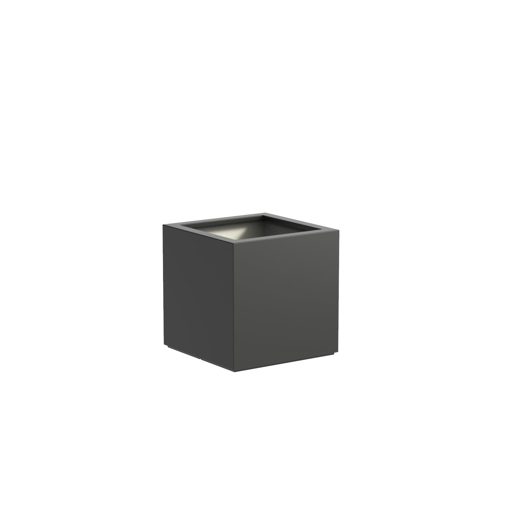 black cube fibreglass garden planter in a variety of sizes