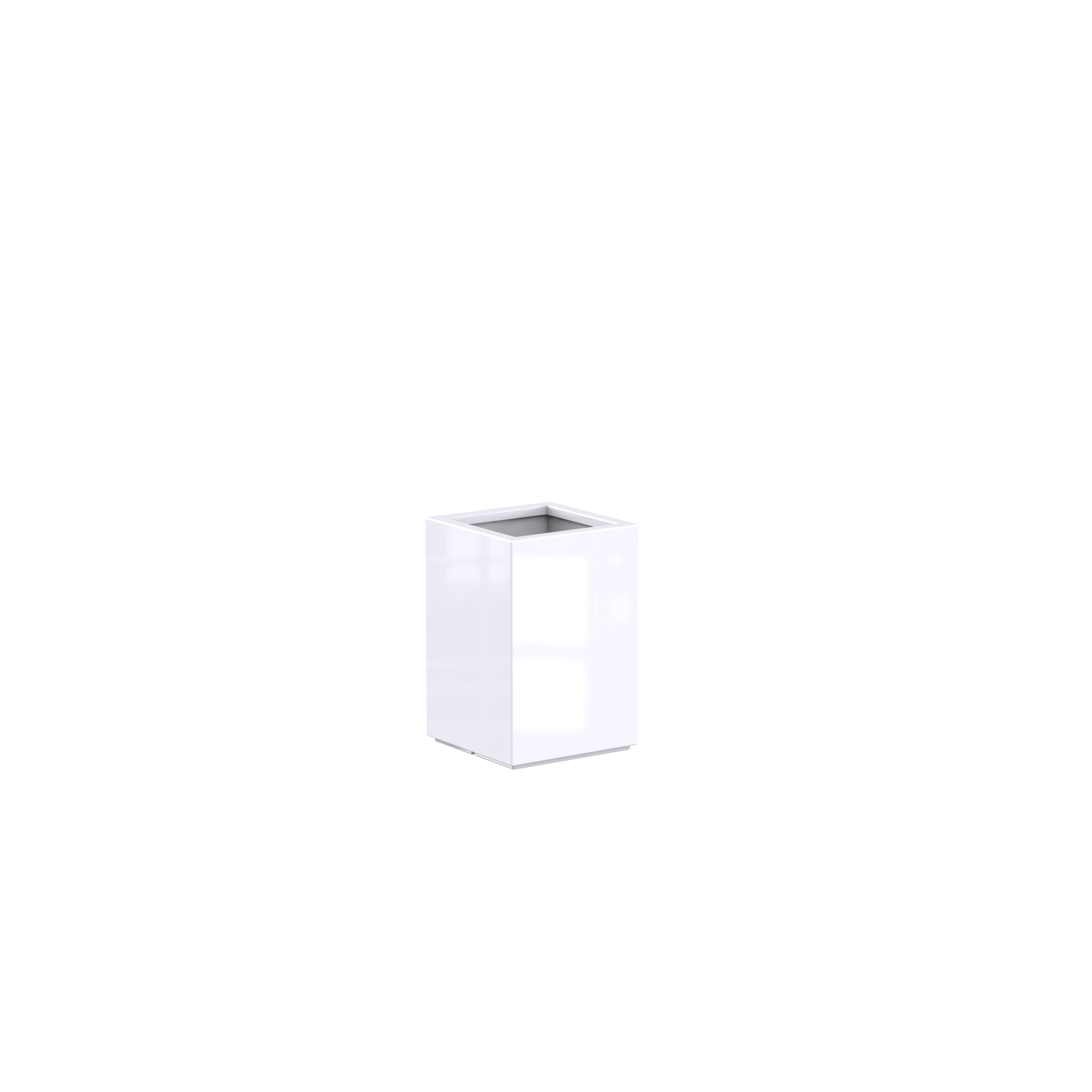 white glossy square fibreglass garden planters