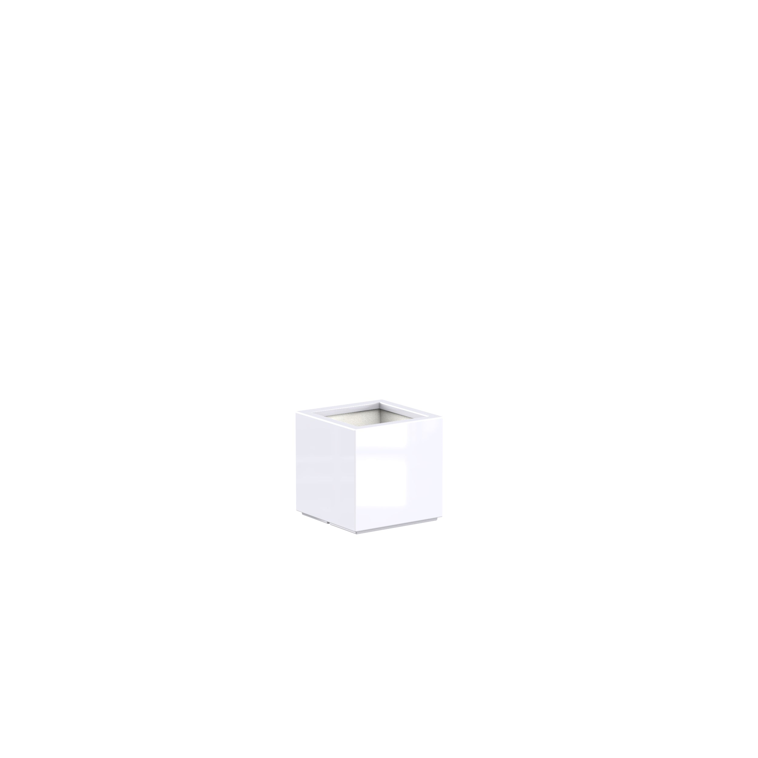 cube white high gloss fibreglass garden planter