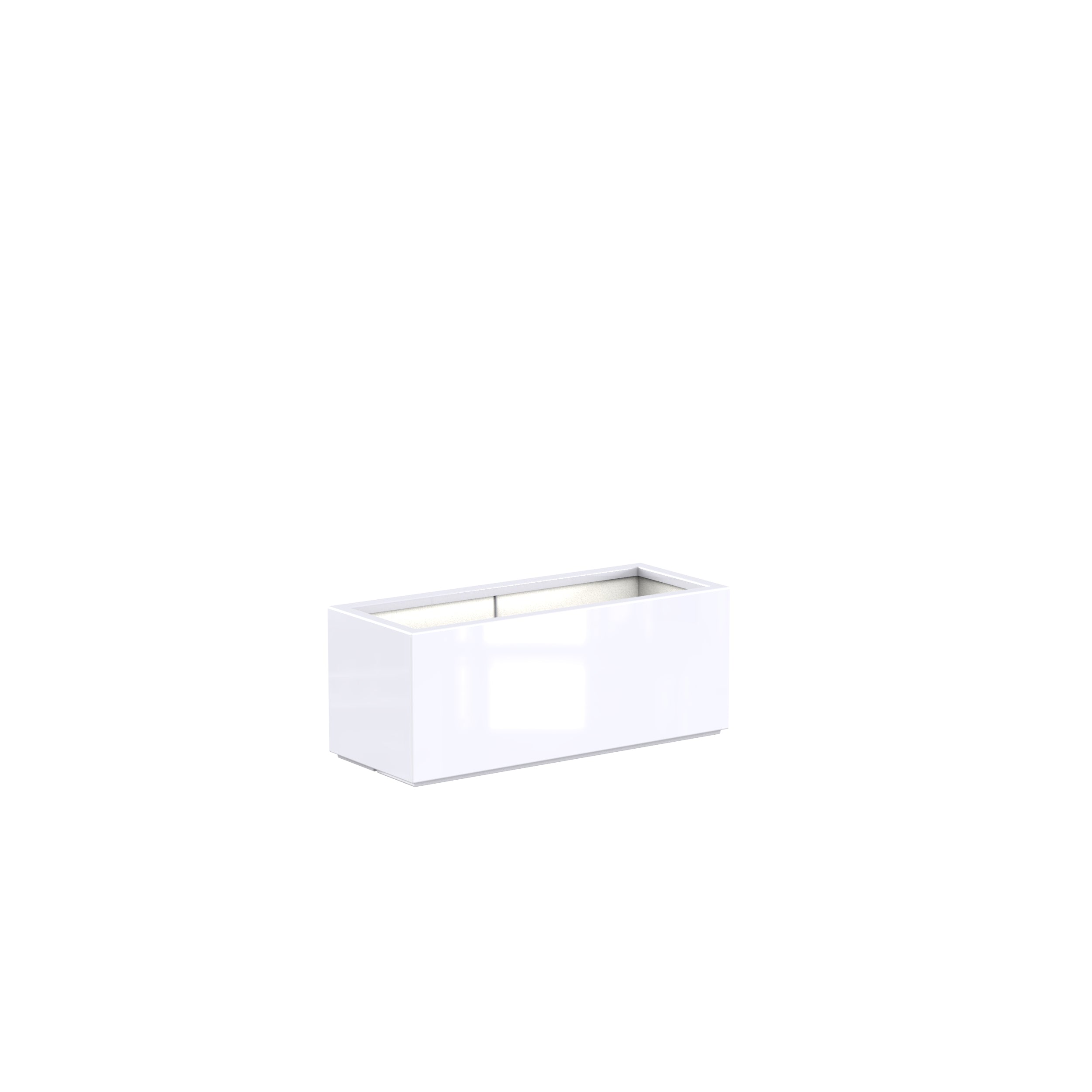 glossy white fibreglass garden trough planter