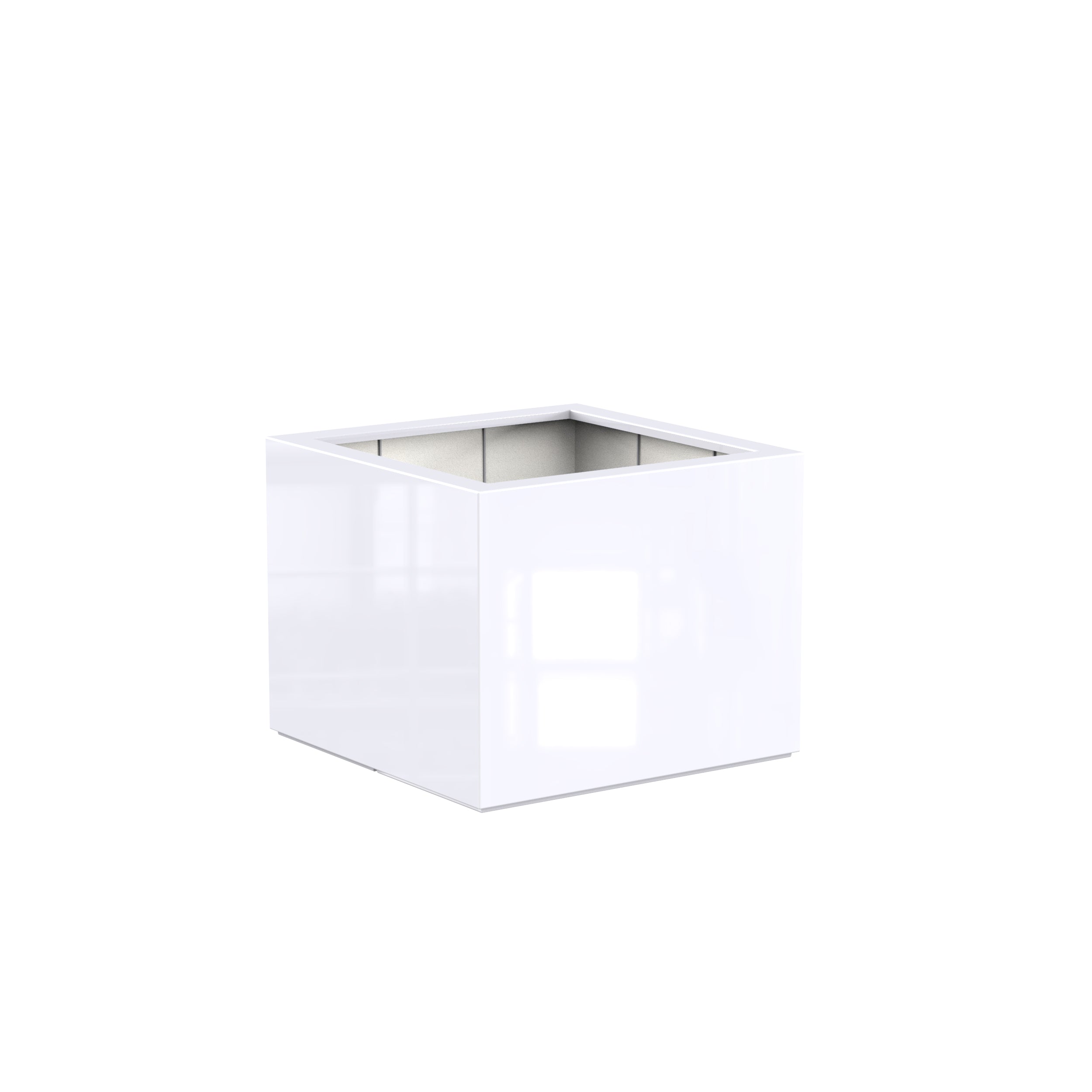 glossy white fibreglass garden trough planter