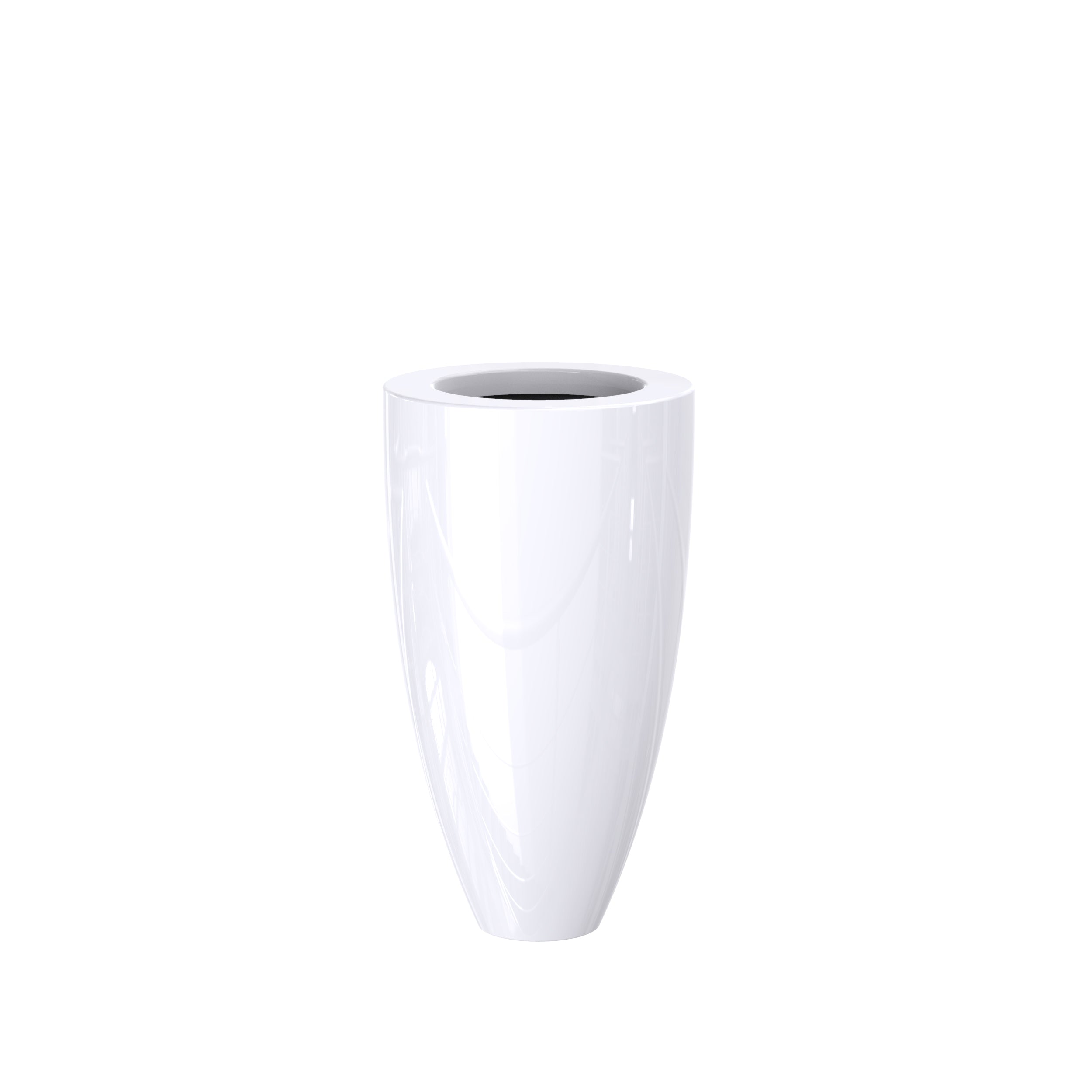 tall High Gloss White Fiberglass Garden Planter