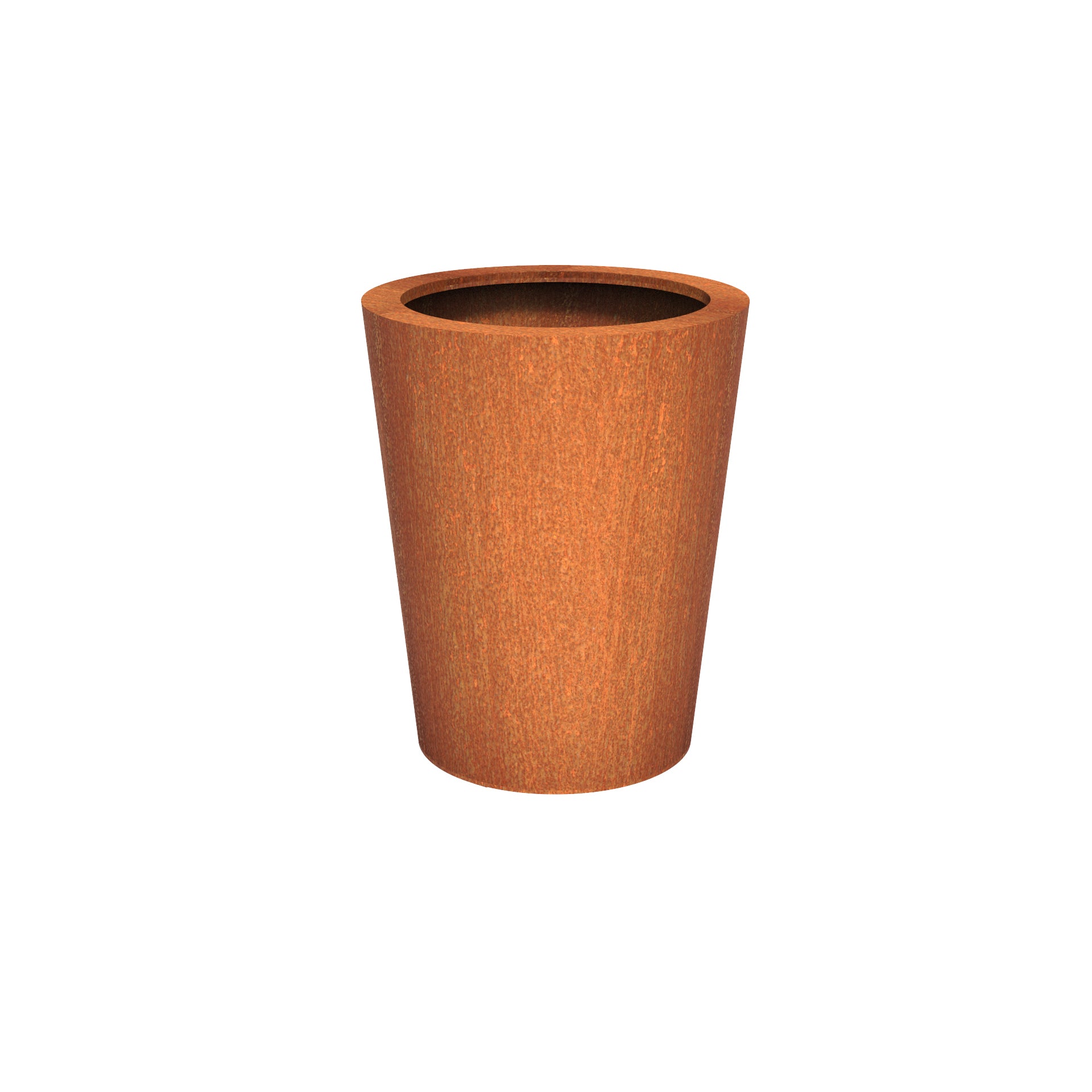 tall round corten steel garden planter