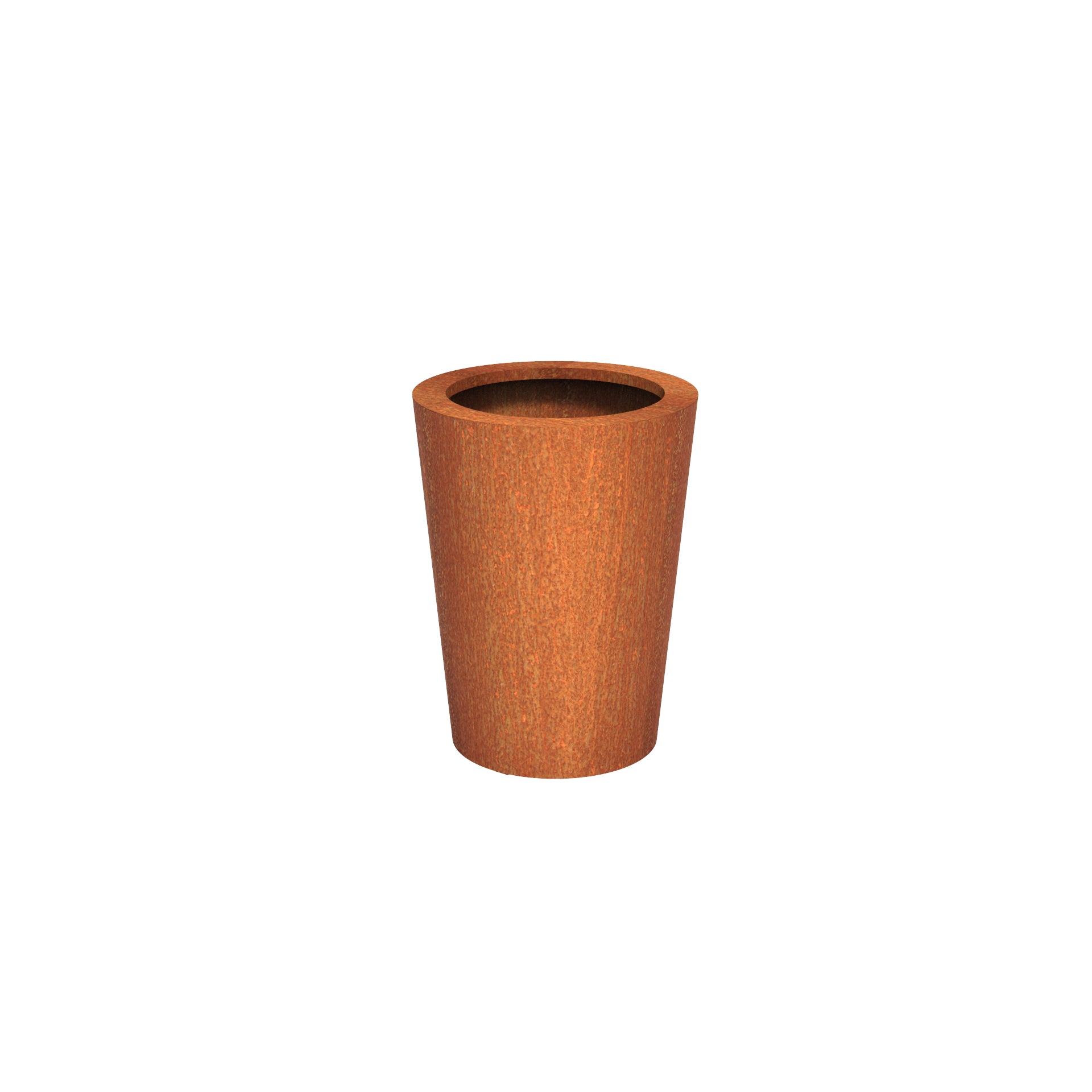 tall round corten steel garden planter