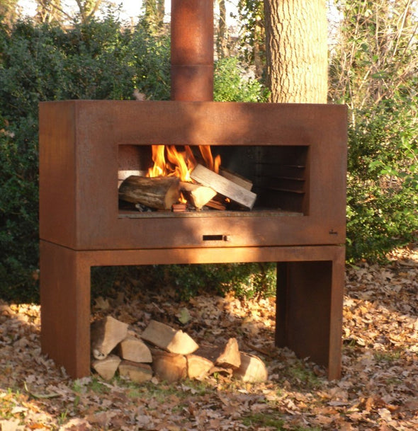 outdoor stove in corten steel