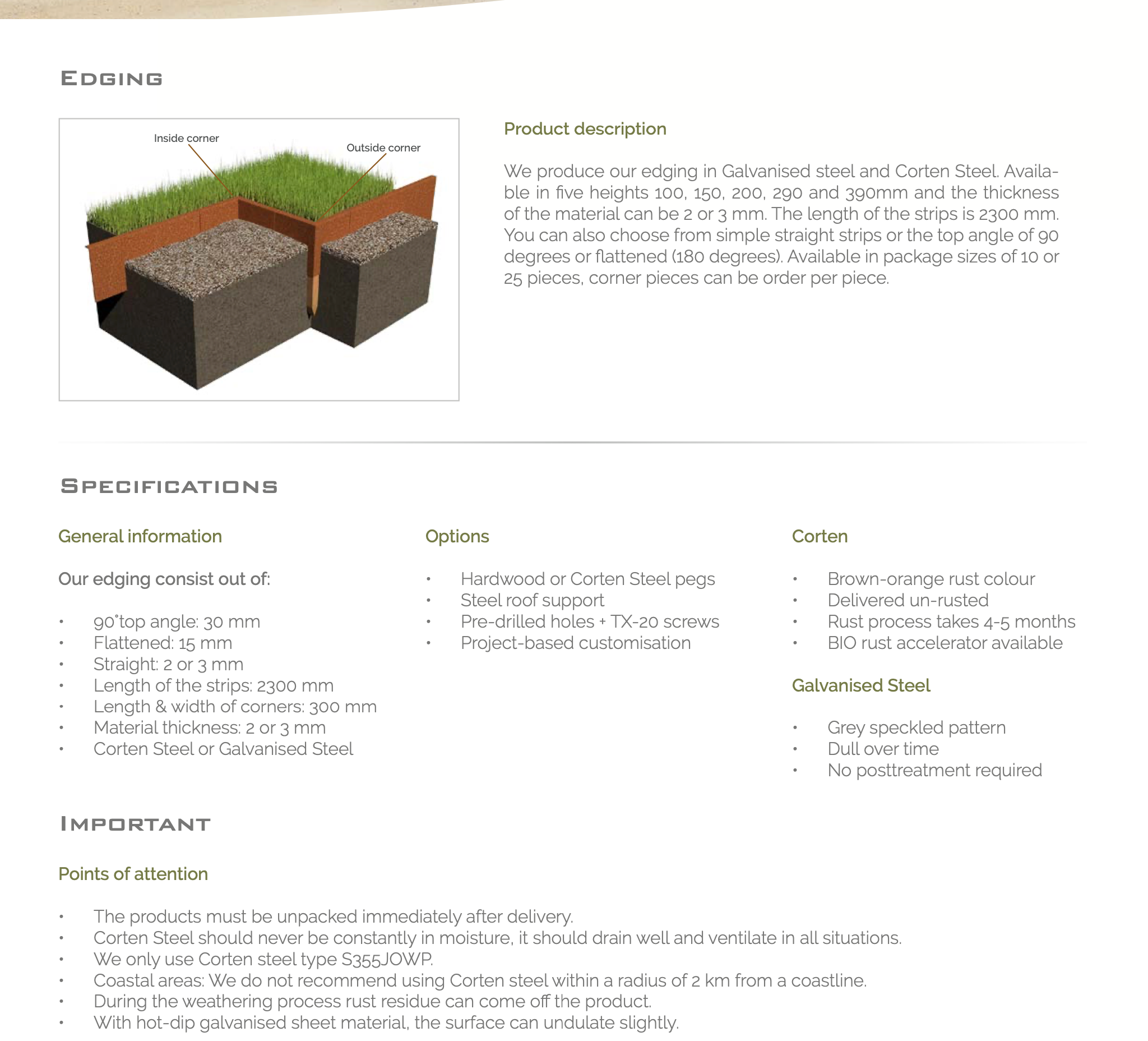 Corten CORNERS - Garden Edging