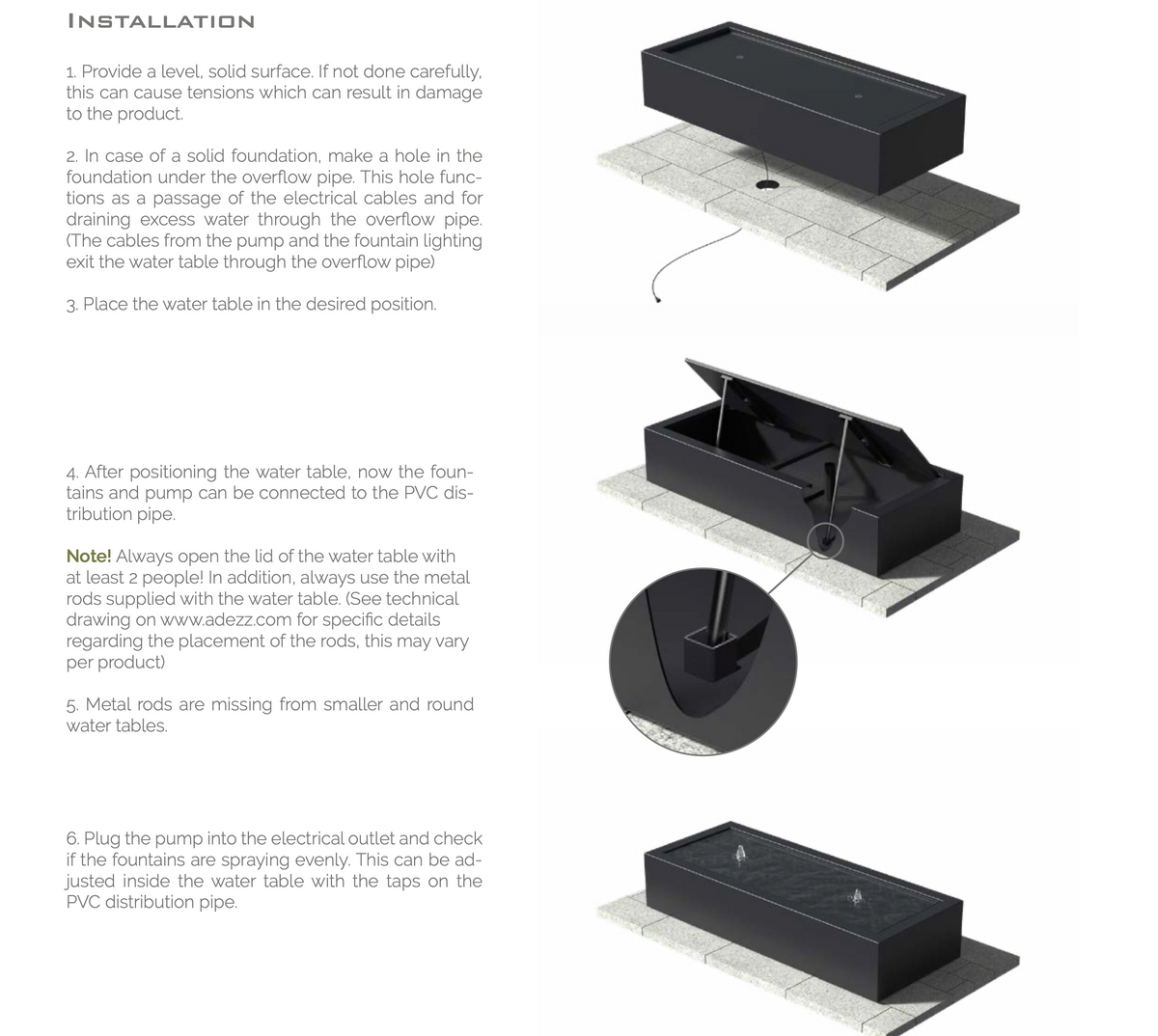 Feature Table In Store Garden water feature table aluminium