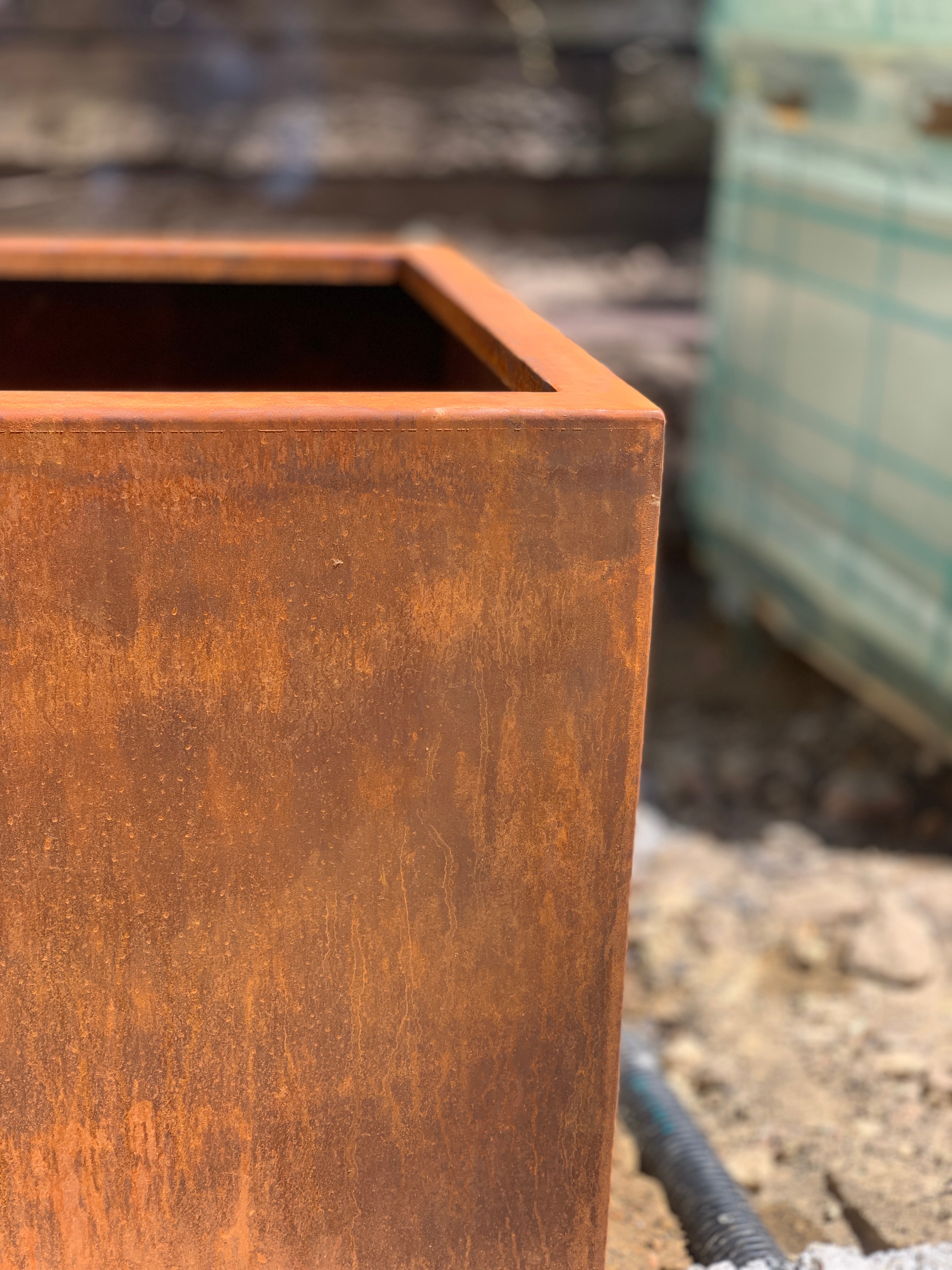 detail showing corten steel in rusted state