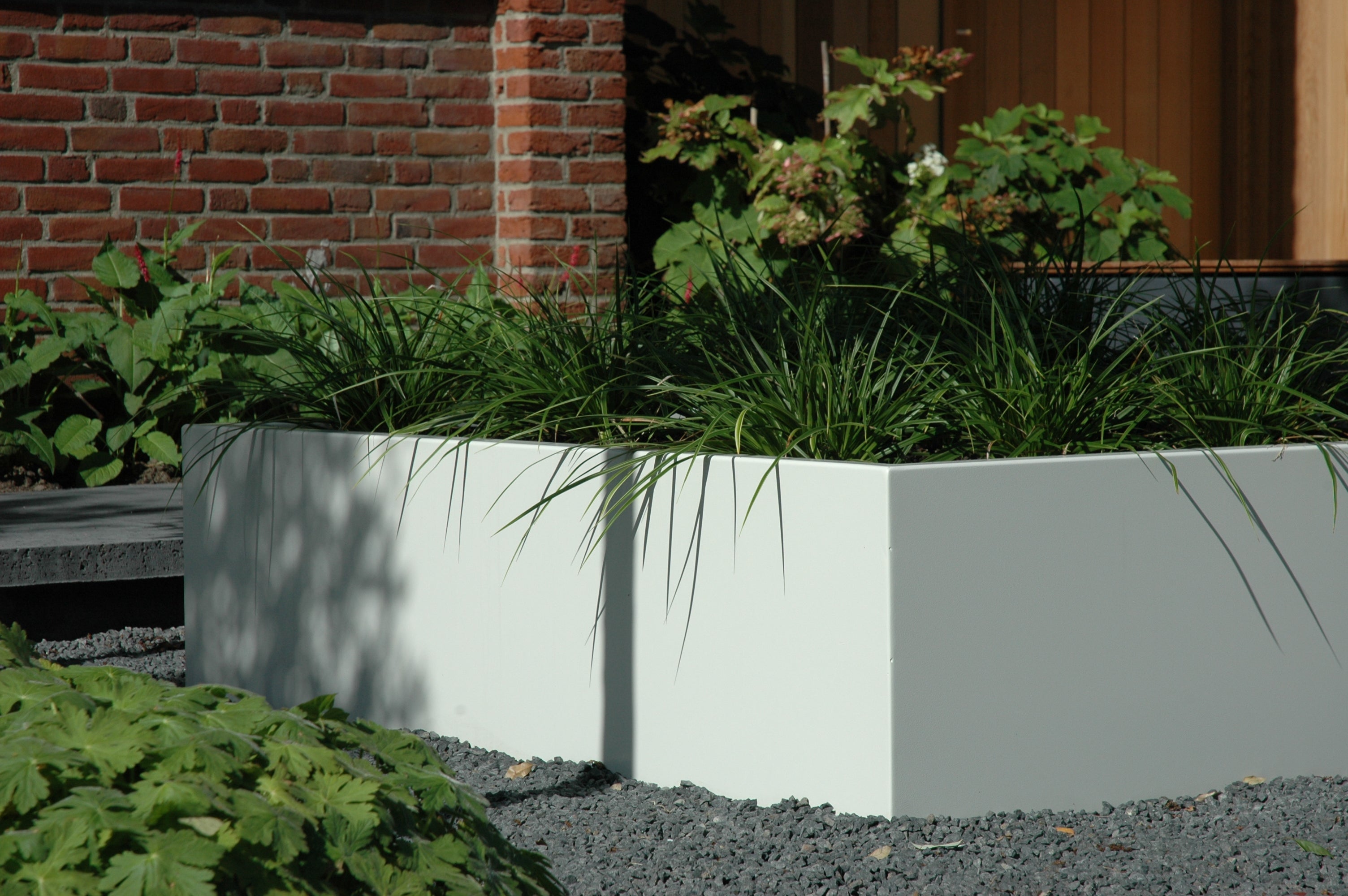 white aluminium garden planter