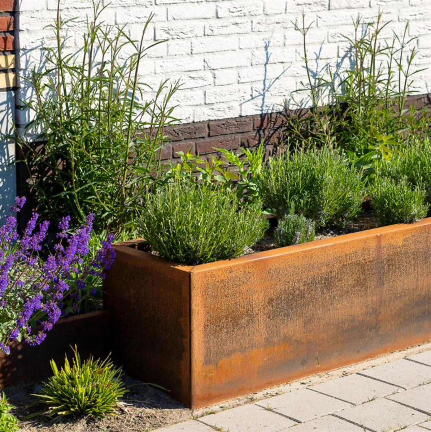 corten steel self assembly connect garden trough
