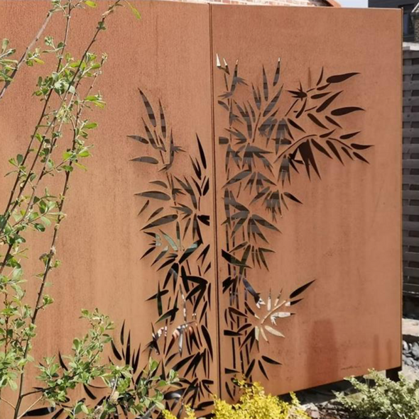 corten steel garden screens with natural pattern