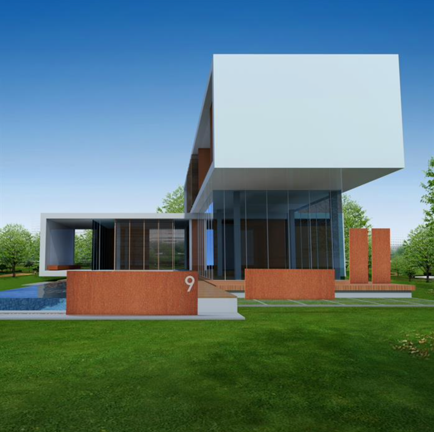 display of corten feature walls outside a modern house