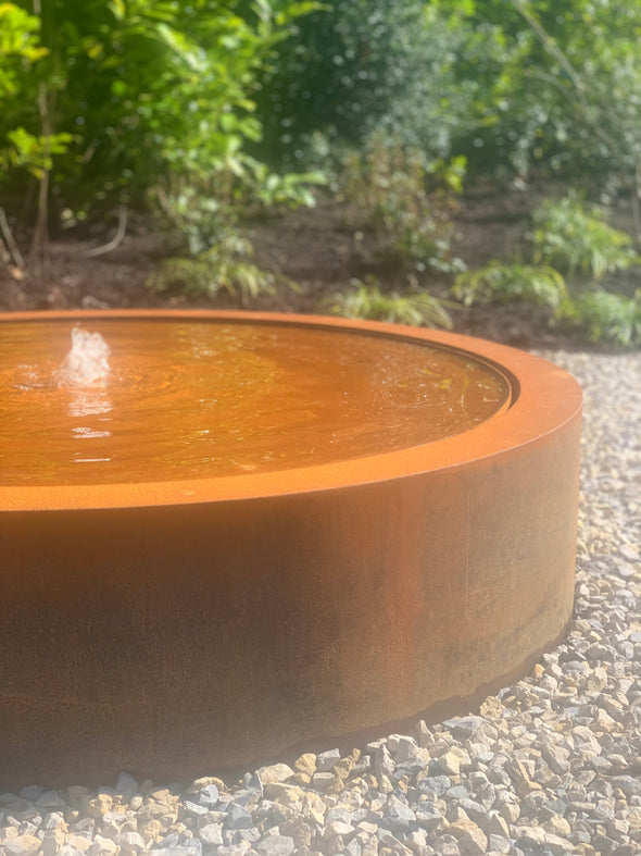 round corten steel water feature