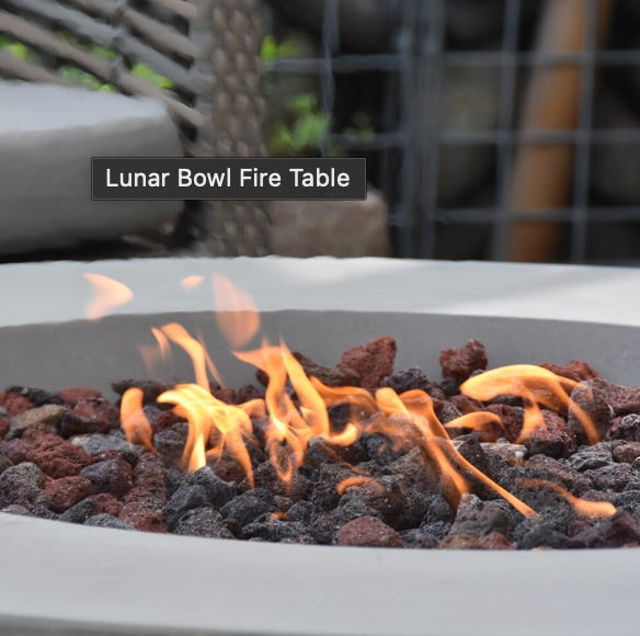 detail of lit gas fire bowl 